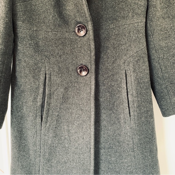 Wool Blend Jacket Grey Mid-Length Single Breasted Coat Anne Klein Extra Small - Picture 4 of 13